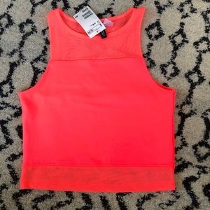 H&M neon coral pink mesh crop top